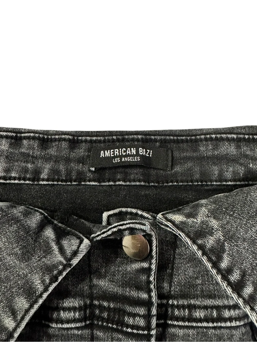AMERICAN BAZI / Black Distressed Mini Jean Skirt / Size 2X / Grunge Emo Denim